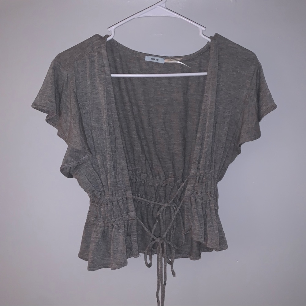 Urban Outfitters grey tie in front open top